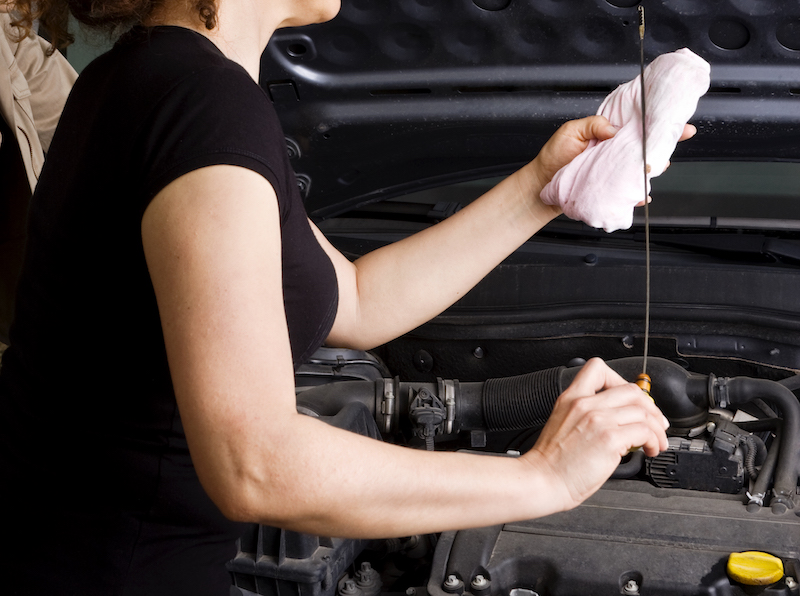Check oil with dipstick Check oil with dipstick