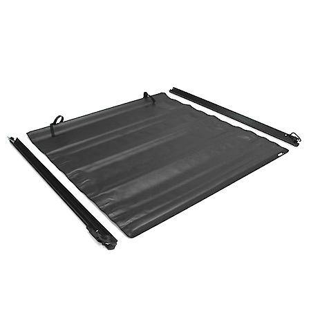 A rolled out tonneau cover.