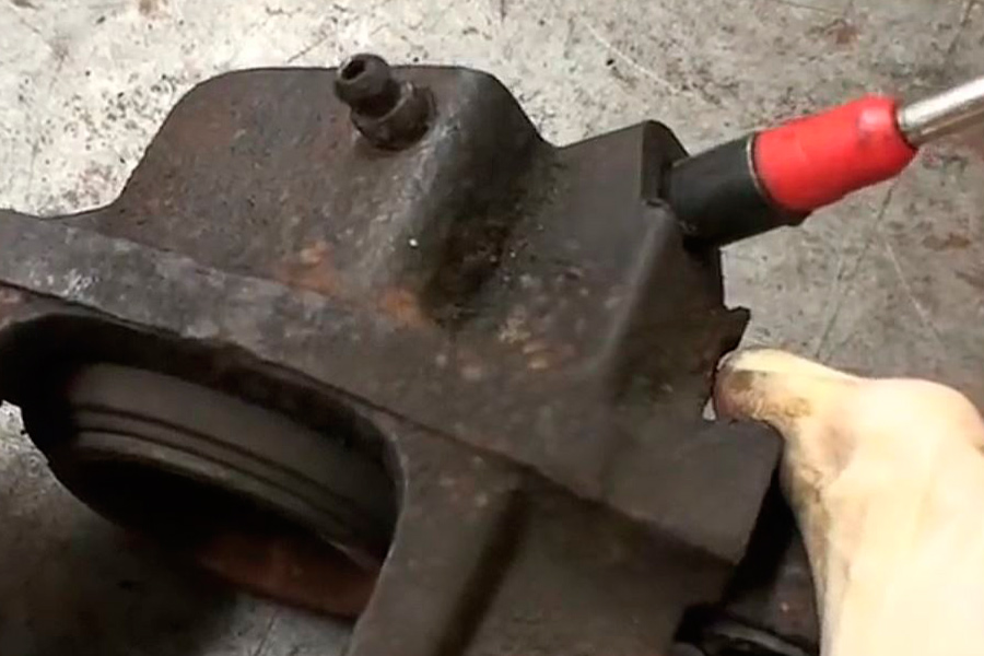 Air pressure pushes piston out