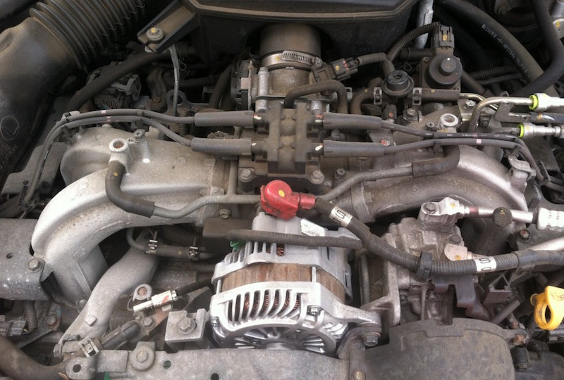 Dirty car engine