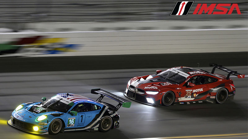 IMSA cars on track