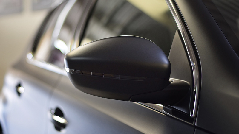 close up of a matte black wrap 