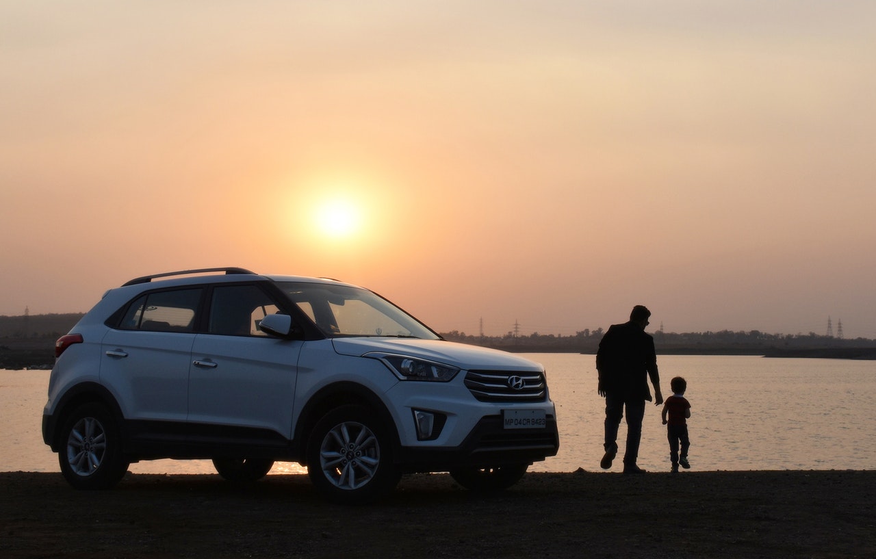 family with SUV