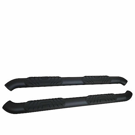 With Step Pads, 4 Inch Oval Bent, Titanium Black, Mild Steel, Rocker Panel Mount