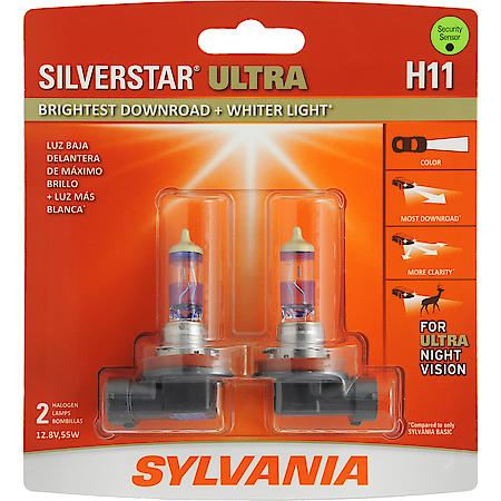 H11 SilverStar Ultra: Halogen Headlight Bulb, Brightest Downroad and Whiter Light, 2 Pack