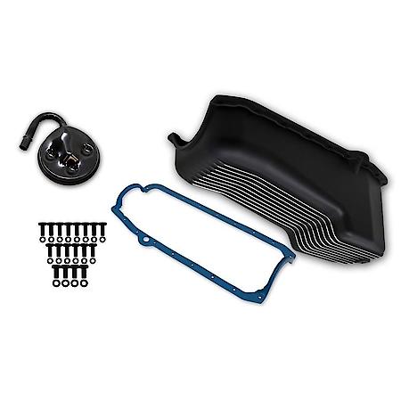 Aluminum Oil Pan Kit 58-79 SBC Finned Black Finish