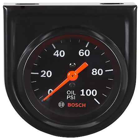 Style Line 2" Mechanical Oil Pressure Gauge (Black Face)