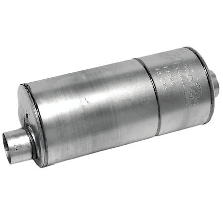 Super Turbo Muffler Universal Fit Aluminized Steel, 18" L, 3" In, 3" Out, Round