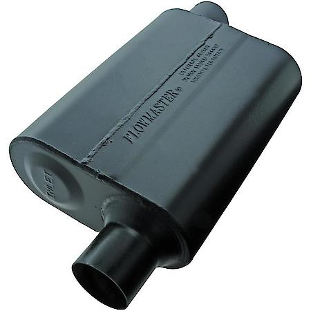Super 44 Series Muffler, 2.25in Offset Inlet 2.25in Offset Outlet, Non-Reversible, Aggressive Sound