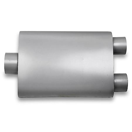 Afterburner Muffler, 3in Center Inlet 2.5in Dual Offset Outlet, Non-Reversible, Aggressive Sound
