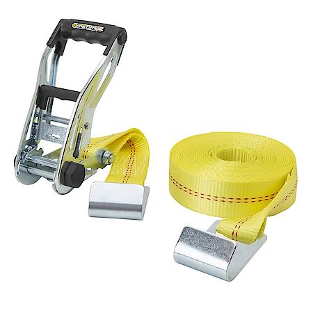 27' 10,000 lbs Break Strength RatchetX Ratchet Tie Down with Flat Hooks, Yellow, 1 Pack
