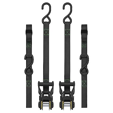 10' 1500 lbs Break Strength Tactical Ratchet Tie Downs,Gray, 2 Pack