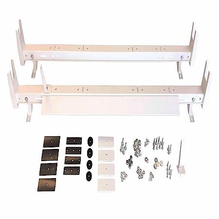 500Lb, Universal 2 Bar 53-63"L Adjustable, White, Steel, Fit Vans Without Gutter