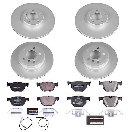 Euro-Stop High-Carbon Coated Rotors, ECE-R90 Brake Pads + Hardware Kit