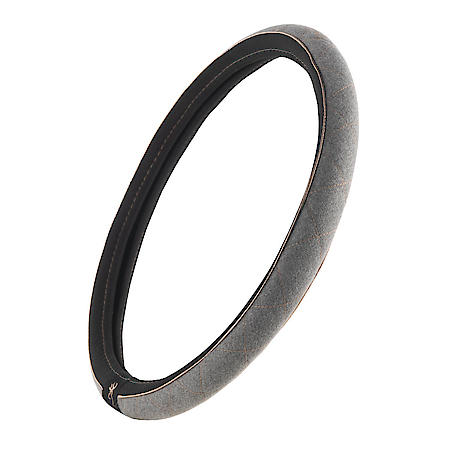 Chelsea Steering Wheel Cover: Polyester, Fits 15-15.5", Heather Gray W/Rose Gold
