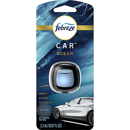 Ocean Car Vent Clip Air Freshener with Waterlily, Ginger, and Hinoki Scent, 1 Pack