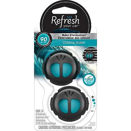 Mini Diffuser Car Air Fresheners, Coastal Rush Scent, 2 Pack