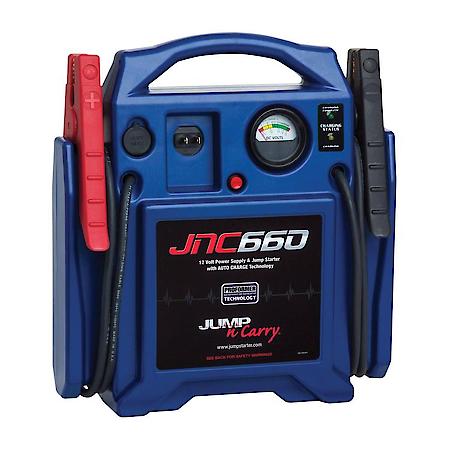 JUMP-N-CARRY 12V Professional Jump Starter, 1700 Peak Amps, 425 CA, 46" Leads, Built-in Charger