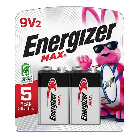MAX 9V Batteries (2 Pack), 9 Volt Alkaline Batteries