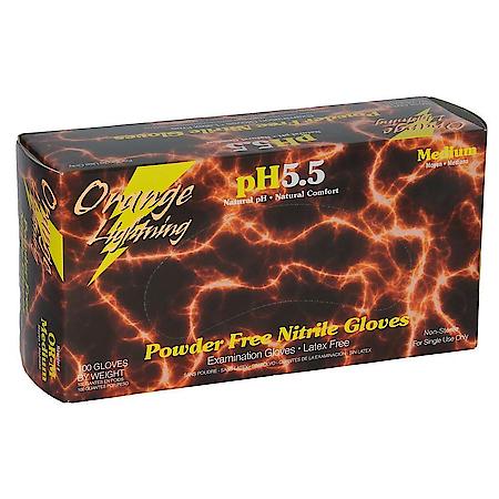 Orange Lightning Large Orange Nitrile Gloves
