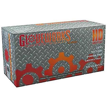 L Gloveworks Hd P/F Textured Latex Gloves - Case
