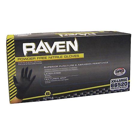 Raven Black 6Mil Pf Nitrile Gloves, Xl (Pk Of 100)