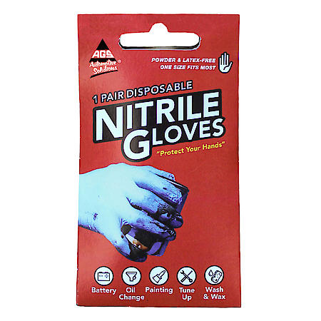 Disposable Nitrile Gloves: Powder & Latex Free, One Size Fits Most, 1 Pair