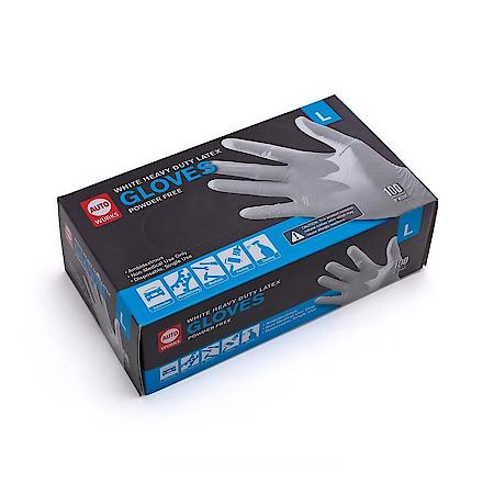 White Heavy Duty Latex Disposable Gloves: 8 Mil, Powder Free, Large, 100 Count