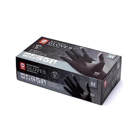 Black Nitrile Disposable Gloves: 5 Mil, Latex & Powder Free, Medium, 100 Count