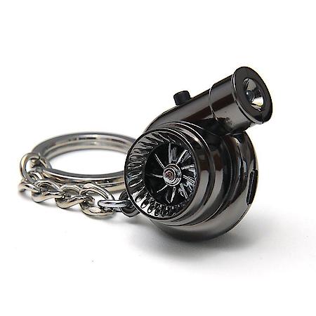 Electric Spinning Rechargeable Turbo Keychain with LED & Sounds - Black