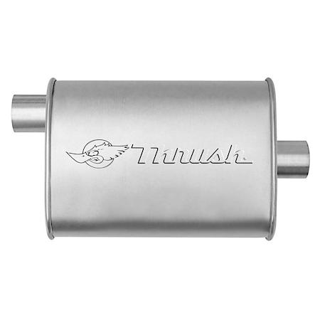 Hush Thrush Muffler: Universal Fit, Steel, 14" L, 2.25" In, 2.25" Out, Oval