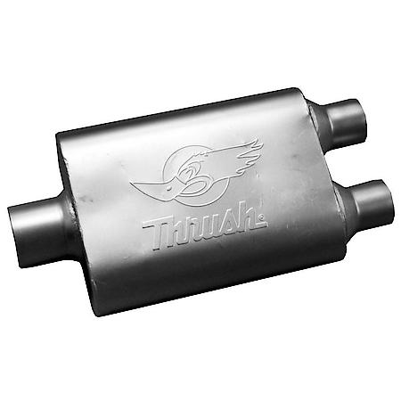 Thrush Welded Muffler: Universal Fit, Steel, 13" L, 3" In, 2.25" Out, Oval