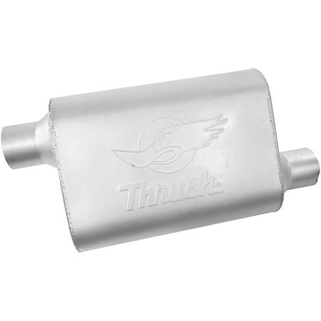 Thrush Welded Muffler: Universal Fit, Steel, 13" L, 2.5" In, 2.5" Out, Oval