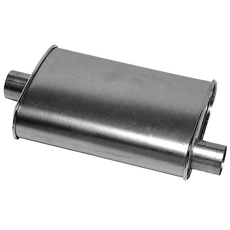 Thrush Turbo Muffler Uni Fit Aluminized Steel 14" L, 2.5" In, 2.5" Out, Oval