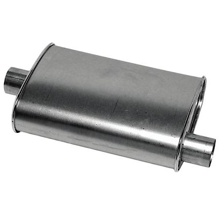 Thrush Turbo Muffler Univ Fit Aluminized Steel 21" L, 2.25" ID, 2.5" OD, Oval