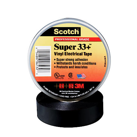 Super 33+ Vinyl Electrical Tape, 3/4 in x 36 yds, Black