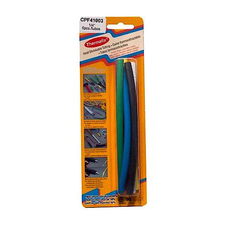 Heat Shrinkable Tubing, 6 Pcs, Assorted Colors - 1/4" Dia x 6"s - Material Cross-linked polyolefin