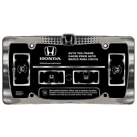 Honda Reversible License Plate Frame : Chrome Metal, Features Reversible Logos