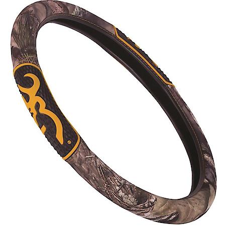 Buckmark 2 Grip Steering Wheel Cover: Polyester, Fits 15-15.5", Mossy Oak Camo