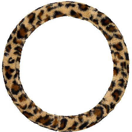 Leopard Print Steering Wheel Cover: HyperFlex Core For Easy Install, Fits 14.5" - 15.5", Fluffy
