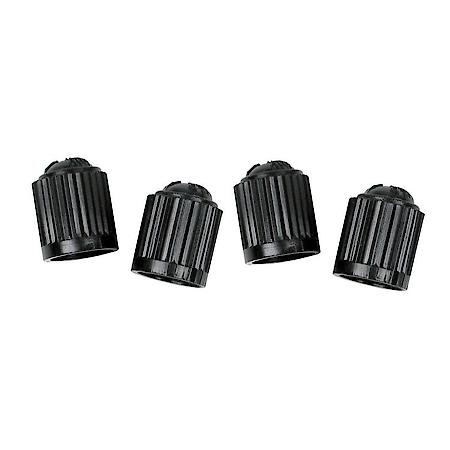 4 Pack Black Plastic Valve Stem Caps for All Tires - Replace Worn & Leaky Caps