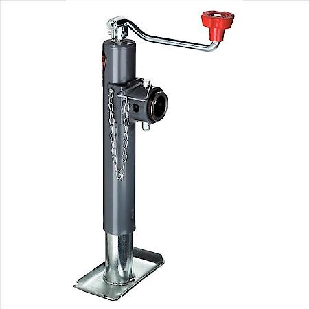 Top Wind Round Swivel Trailer Jack, Weld-On Tubular Mount
