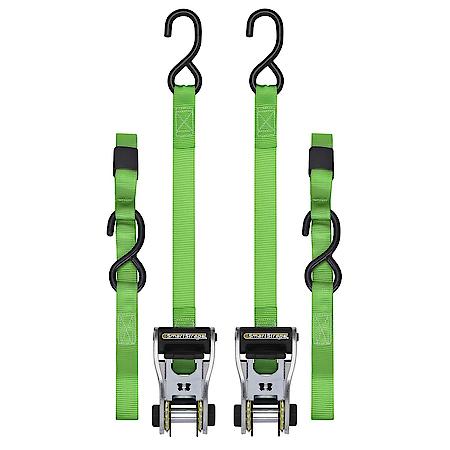 10' 1500 lbs Break Strength RatchetX Tie Downs Green, 2 Pack