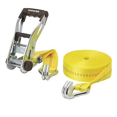 27' 10,000 lbs Break Strength RatchetX Ratchet Tie Down with "J" Hooks, Yellow, 1 Pack