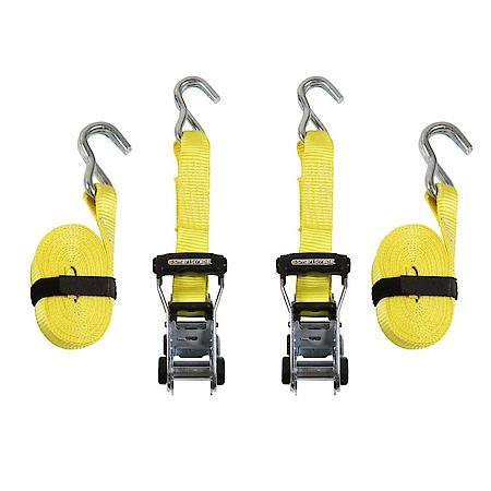 RatchetX Tie Down Ratchet Strap: 1.5"W x 14'L, 5000 Lb Work Cap, S Hooks, Commercial Duty, 2 Pk