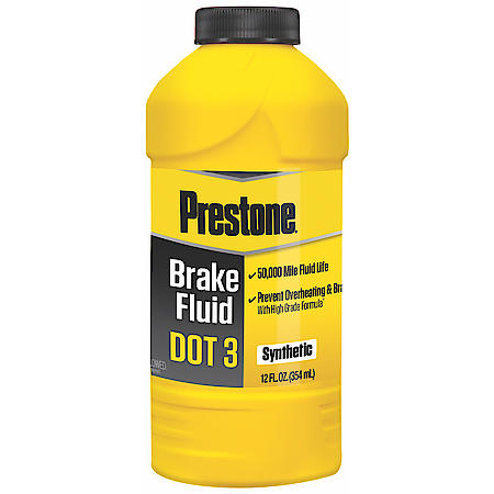 DOT 3 Brake Fluid: Synthetic, Prevents Corrosion, Safe For ABS, Disc, Drum Brakes, 50k miles, 12 oz