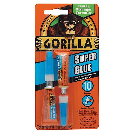 Super Glue: Fast-Setting, Impact-Tough Adhesive, (2) 3g tubes