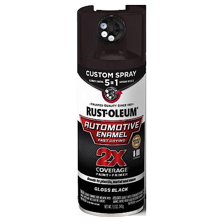 2X Automotive Enamel Custom 5-in-1 Spray Dial Cap Paint & Primer, Gloss Black, 12 oz.