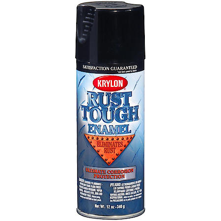Rust Tough Enamel: Gloss Black, Aerosol, No Primer, Direct To Metal, Long-Lasting Protection, 12 Oz