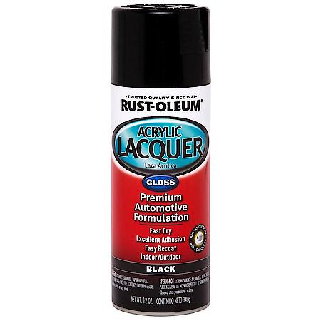 Acrylic Lacquer Gloss Black Spray Paint, 12 oz.